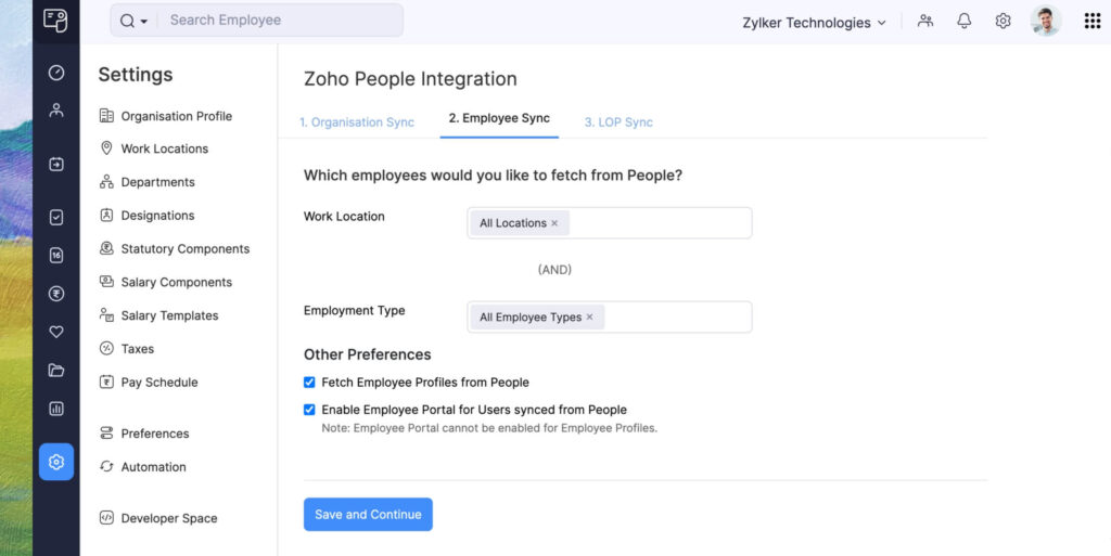 zoho people & zoho payroll integration