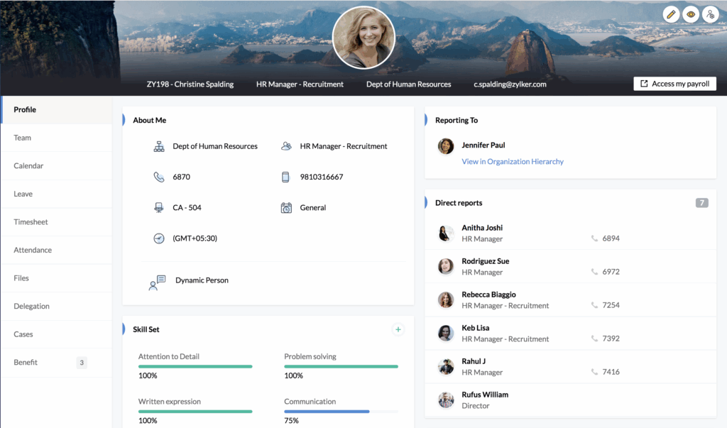 zoho employee self-service portals