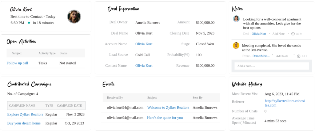zoho crm for real estate