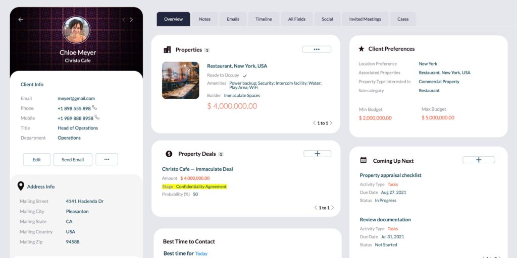 zoho crm real estate dashboard