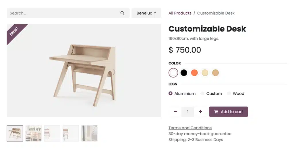 product listing