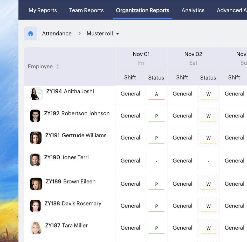zoho people's attendance management