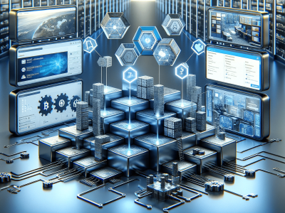 DALL·E 2023-12-24 13.51.06 - A photorealistic depiction of the concept '5 Steps for Enhanced Security by Integrating Blockchain with Zoho Apps', formatted to fit a 768x512 pixel a